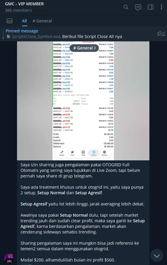 Screenshot diskusi Grup VIP GMC 10