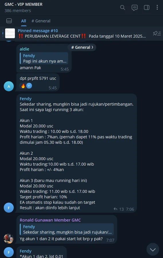 Screenshot diskusi Grup VIP GMC 02
