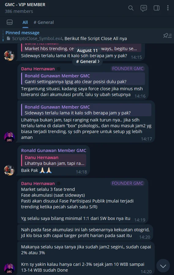 Screenshot diskusi Grup VIP GMC 07