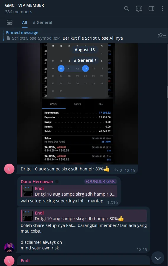 Screenshot diskusi Grup VIP GMC 08