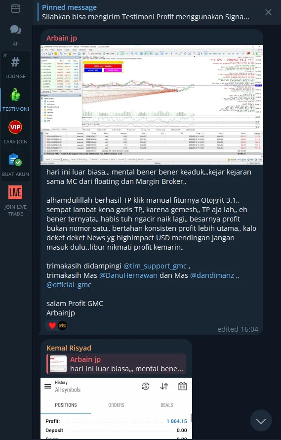 Screenshot diskusi Grup VIP GMC 09